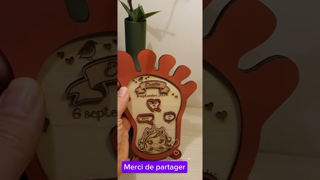 Cadeau de naissance personnalis&eacute; #cadeau #cadeaux #naissance #artisanat #gravurelaser #short