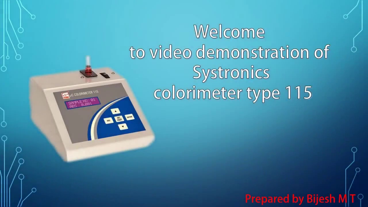 Operating procedure for systronics Colorimeter ttype 115