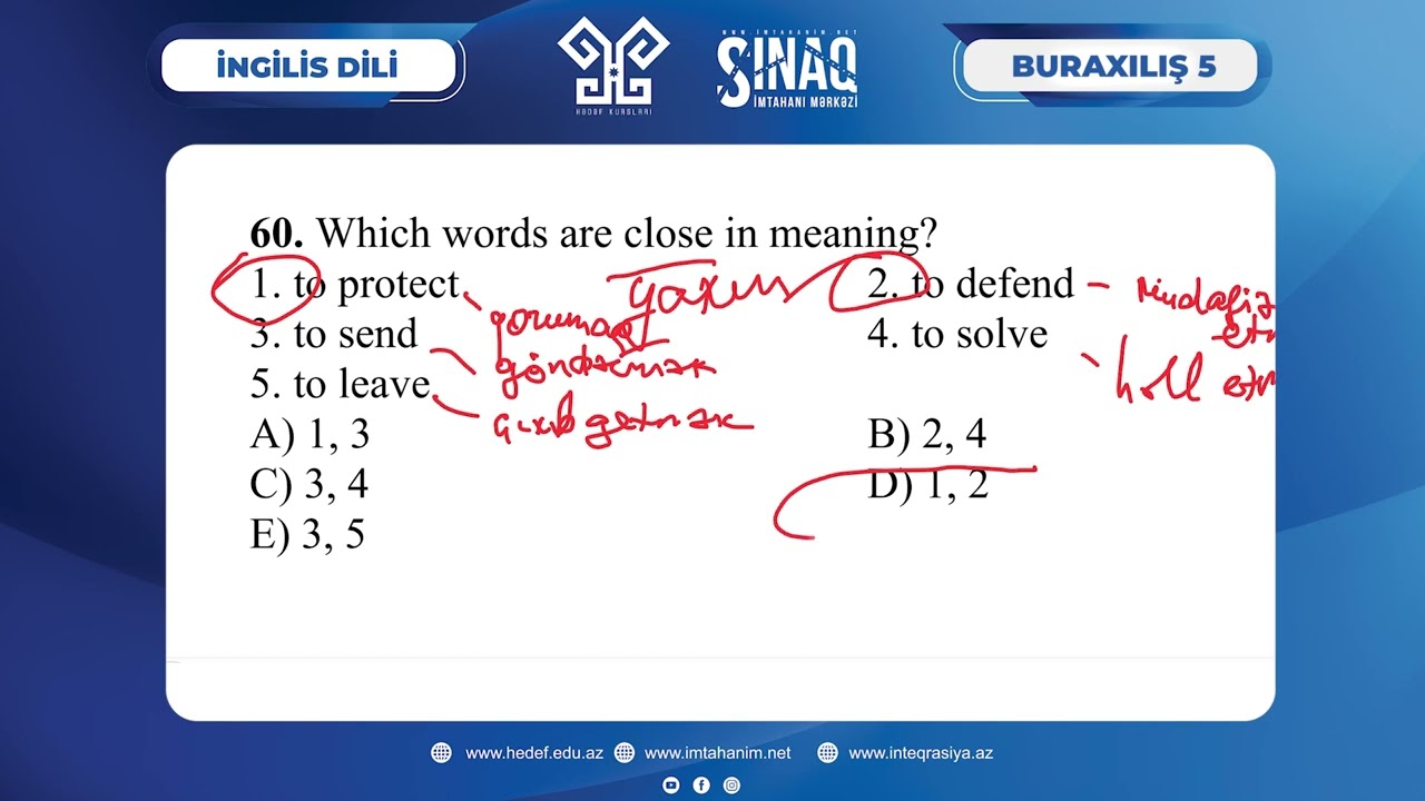 Hədəf. Buraxılış - 5. Sınaq. İngilis dili. 9-ci sinif. 05.02.2023
