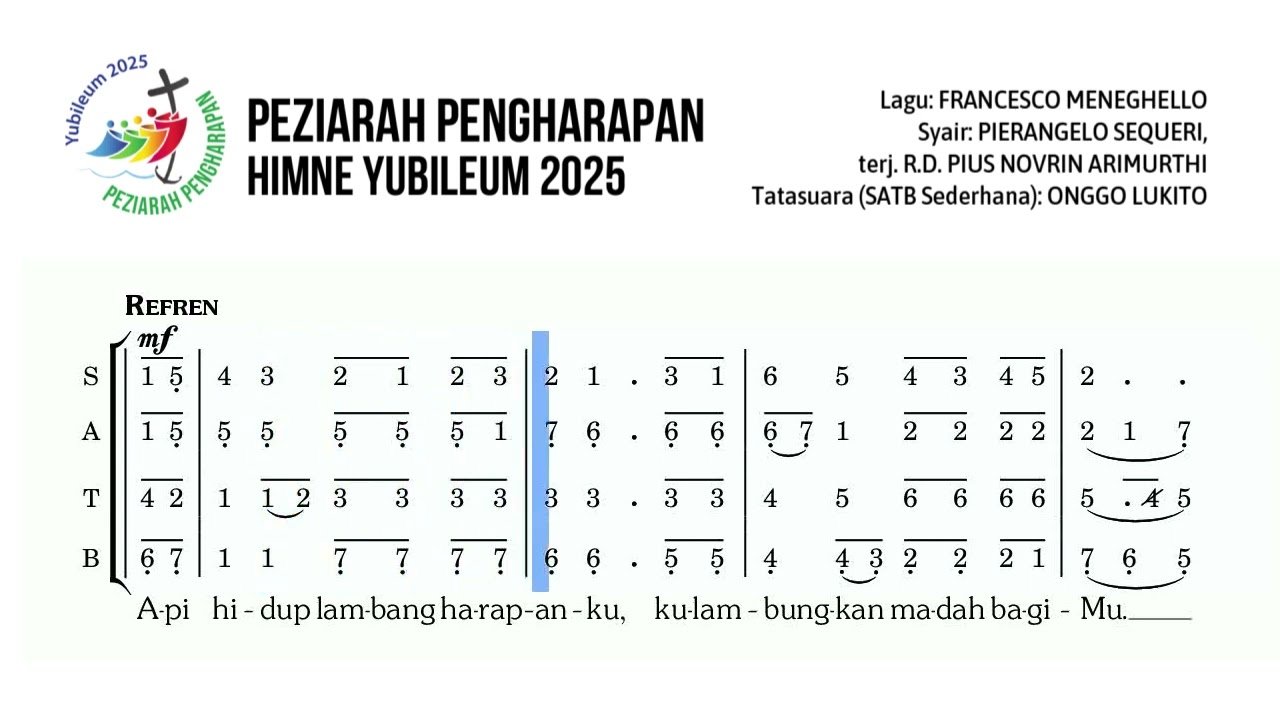 HIMNE YUBILEUM 2025 | Preview Arsm. SATB Sederhana - Onggo Lukito