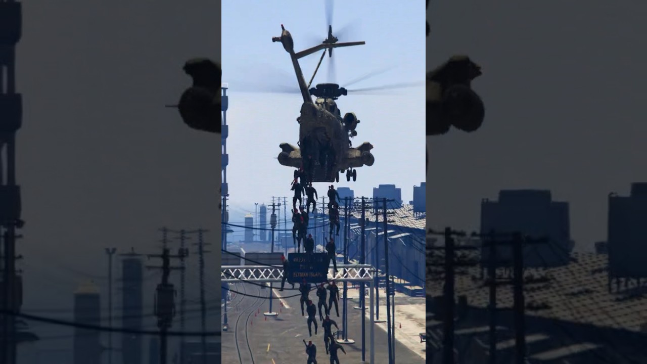 100k Military Soldiers Jumps Over A Cargo Helicopter Heavy Entery In Gtav