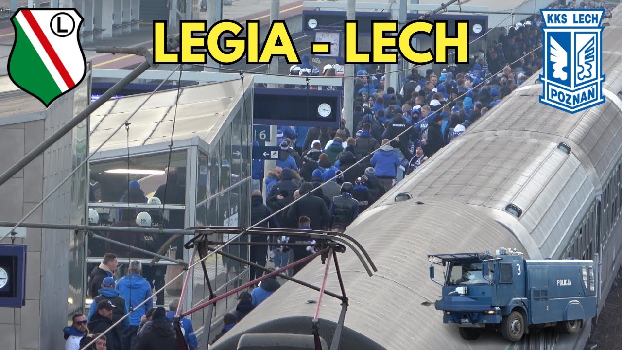 LEGIA - LECH POZNAŃ: Przyjazd kibiców Lecha do Warszawy, przejazdy alarmowe i akcja Policji