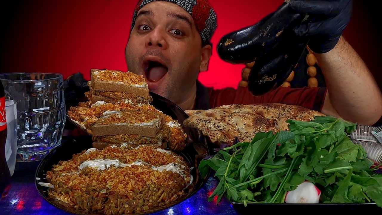 ASMR MUKBANG (eggplant dip)Kashk e Bademjan: A Taste of Authentic Iran in Every Bite 😋