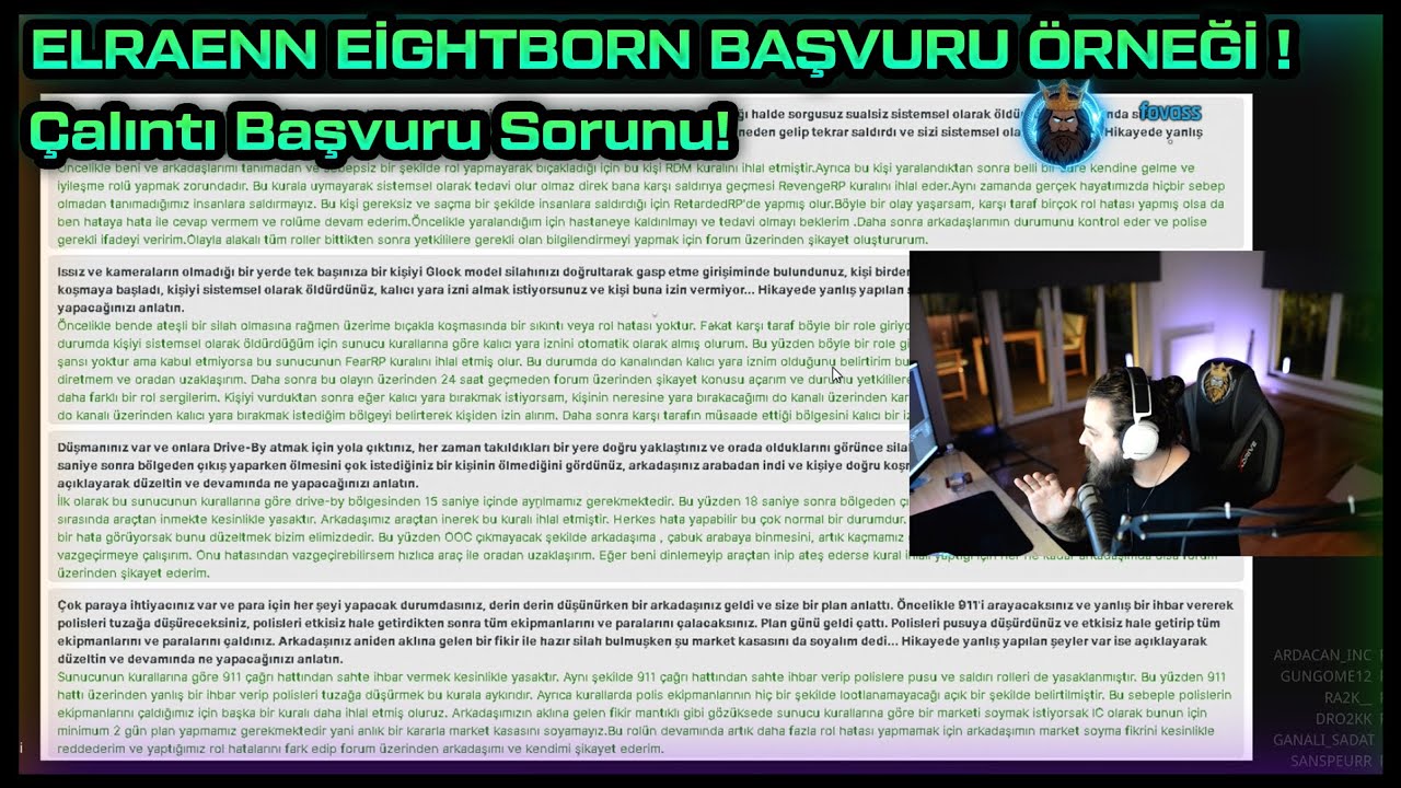 ELRAENN - EİGHTBORN BAŞVURU ÖRNEĞİ GÖSTERİYOR ! - ÇALINTI BAŞVURU SORUNU !