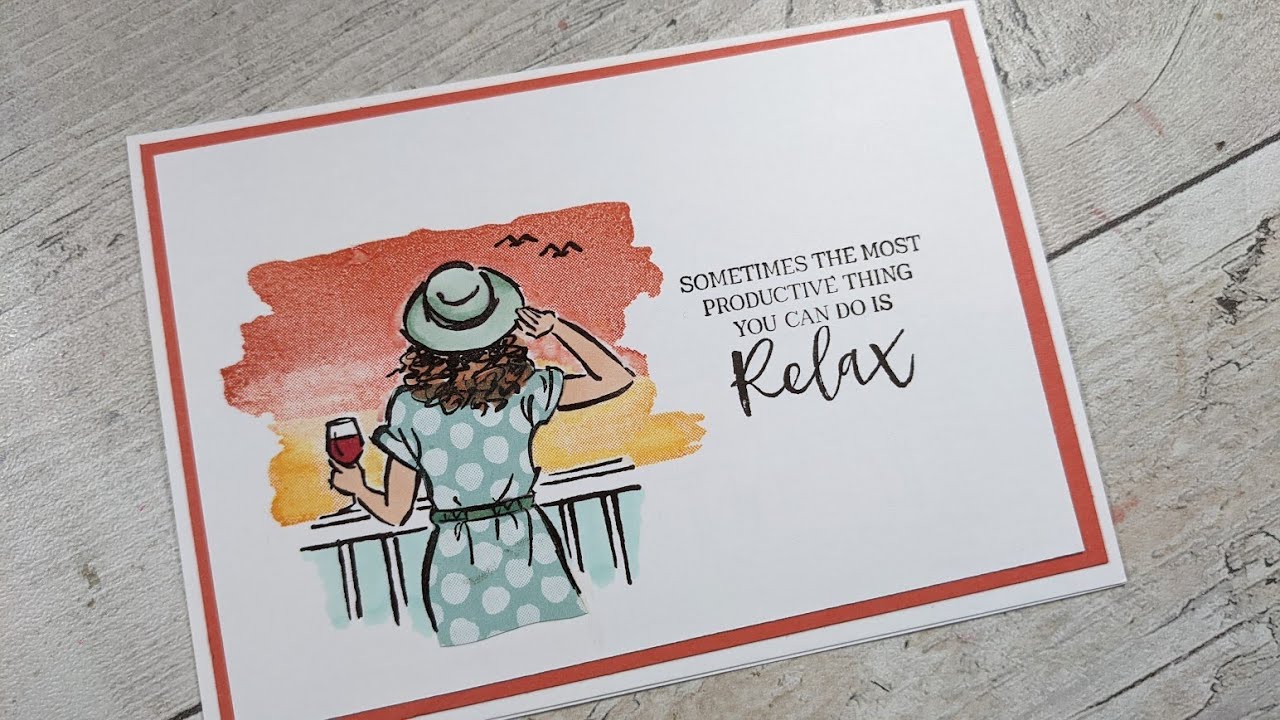 Sunset scene - how to mask and also some paper piecing. Uses In the Moment and Oceanfront stamp sets