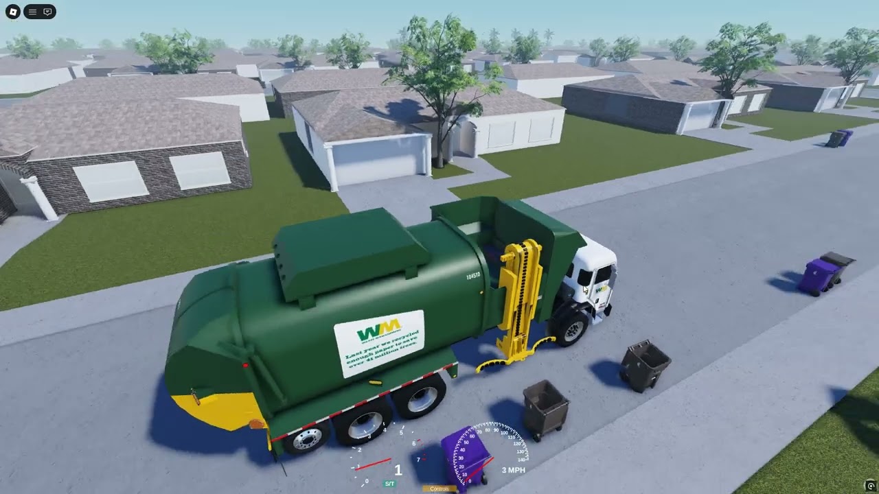 Roblox Garbage Trucks | Waste Management Peterbilt 320 Amrep Side Loader | Long Beach, CA
