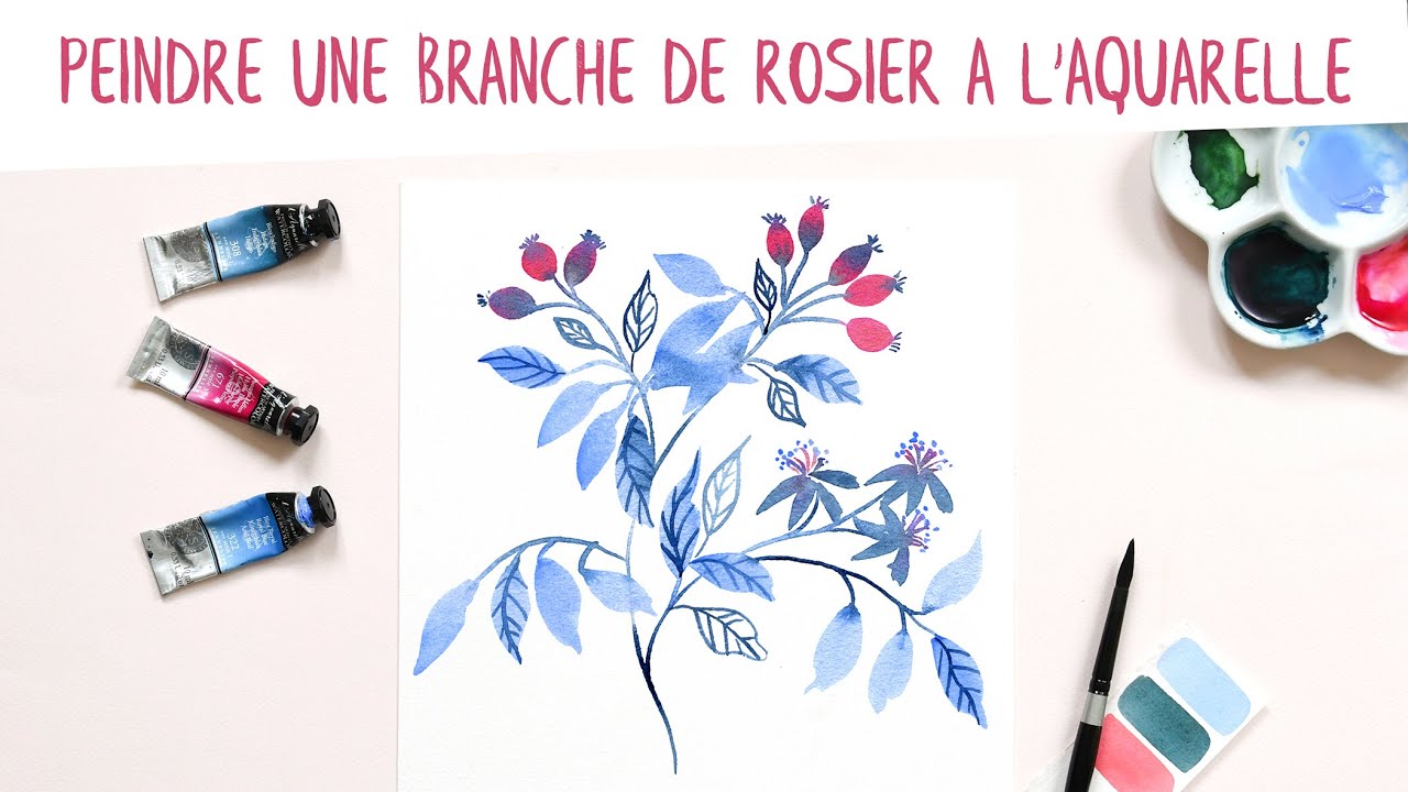 Tutoriel : peindre une branche de rosier à l'aquarelle