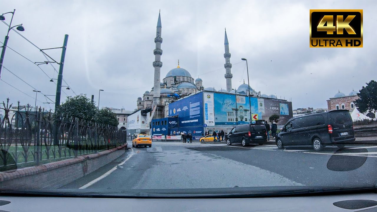 Istanbul Driving Tour[4K60fps]-Driving in Rain with Live Radio