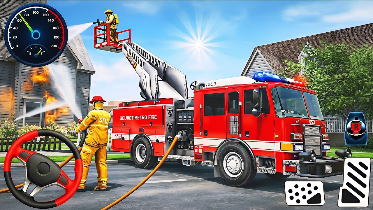 🔥 Real Fire Truck Simulator 2025 | 911 City Rescue Emergency 🚒 Android Gameplay