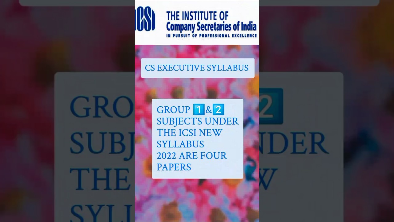 CS EXECUTIVE NEW SYLLABUS| 