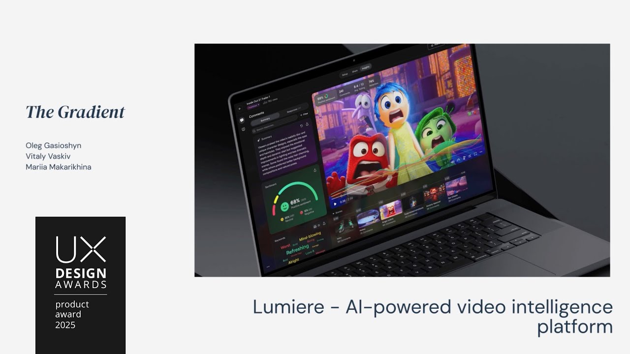 UX Design Award | Product 2025: Lumiere - AI-powered video intelligence platform by The Gradient