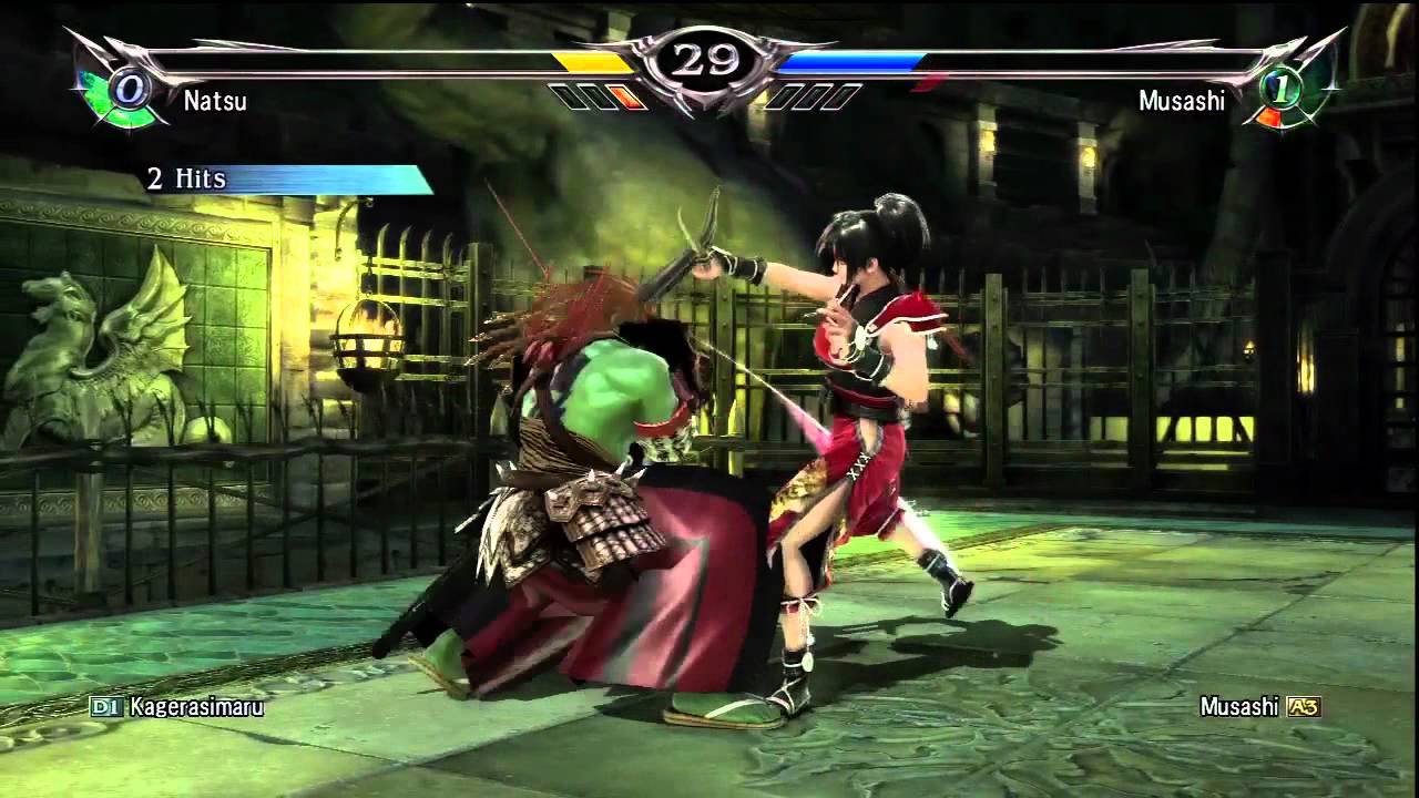 Soul Calibur V Natsu(Kagerasimaru) vs Musashi[Mitsuruji](Rank A3) Quick Battle