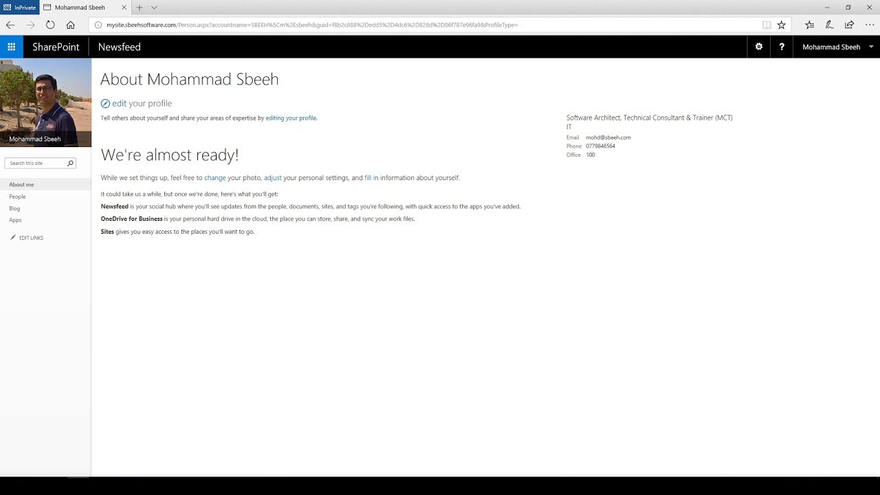 Video 09: Configure User Profile and My Sites