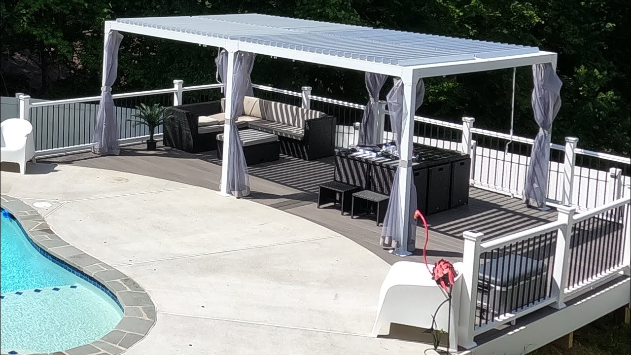 Erommy 12’x20’ Outdoor Louvered Pergola with Adjustable Aluminum Rainproof Roof