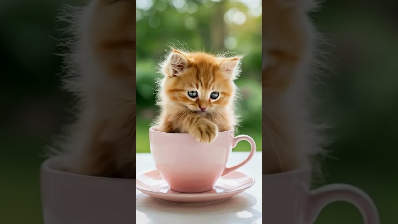 Cutest Teacup Kitten Ever! 🐱☕ #kitten #cutecat #adorablepets #funnyanimals #fluffykitten #catlovers