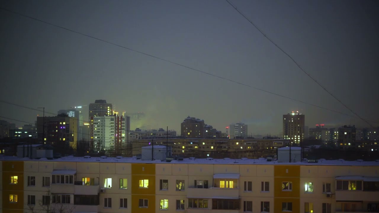 Короткий вечер — вид из окна, без звука