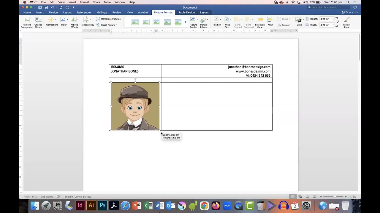 Create a 2 column resume in MS Word