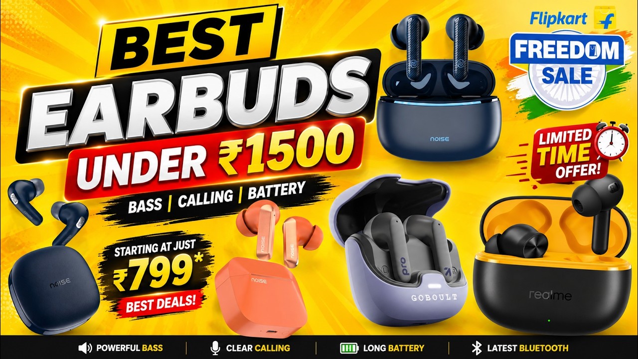 Best Earbuds Under ₹1500 2026 😱 Flipkart Freedom Sale 2026 ⚡ Best Budget TWS Under 1500 ⚡