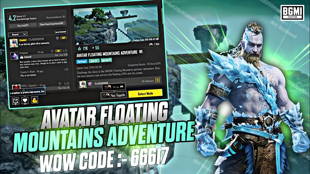 AVTAAR FLOATING MOUNTAINS ADVENTURE 🤯 BGMI WOW MODE CODE :- 66617 🔱 WEASELOG 🔥