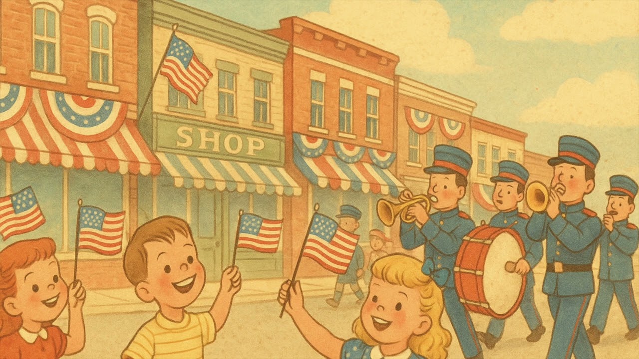 Vintage Fourth of July Parade Wallpaper - 2 HOURS - Cute Nostalgic Independence Day Background