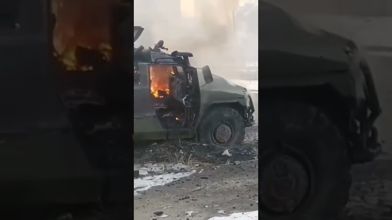 🔥Российская бронемашина ТИГР сожжена Украинской армией #украина #война #ukrainewar #warvideo #shorts