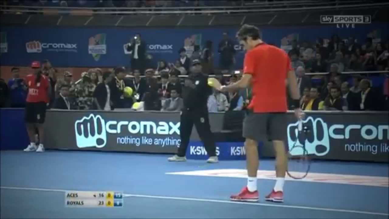 Roger Federer HOT SHOTS vs Novak Djokovic iptl in New Delhi (HD)