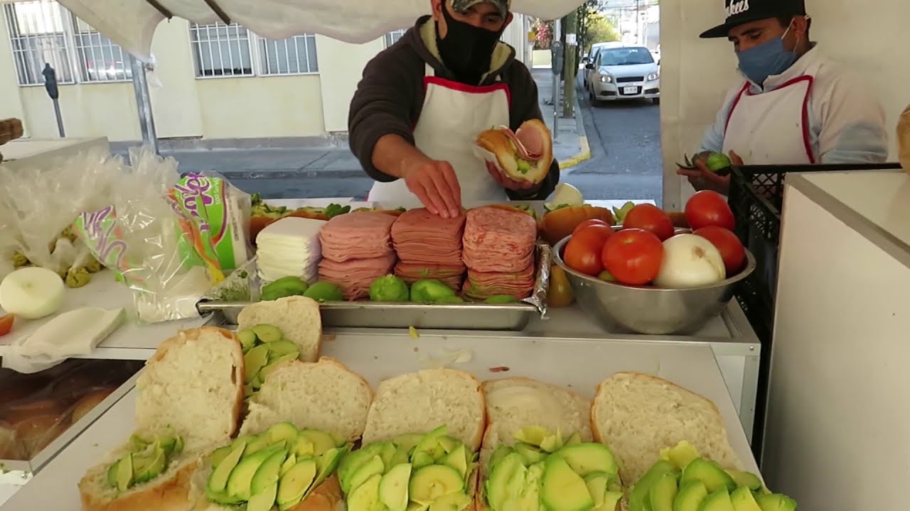 Tortas Mexicanas famosas 🍔 Tortas de la Purisima 🍔 comida callejera mexicana