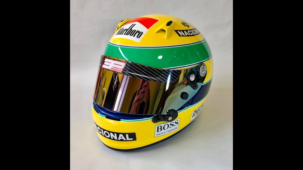 Ayrton Senna Replicas Helmet 1990 on Arai Sk6 Karting Model