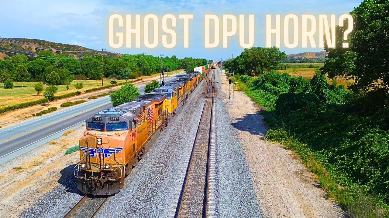 Train goes by with DPU Horn BLARING! + Great TRAINS in SAN TIMOTEO CANYON!