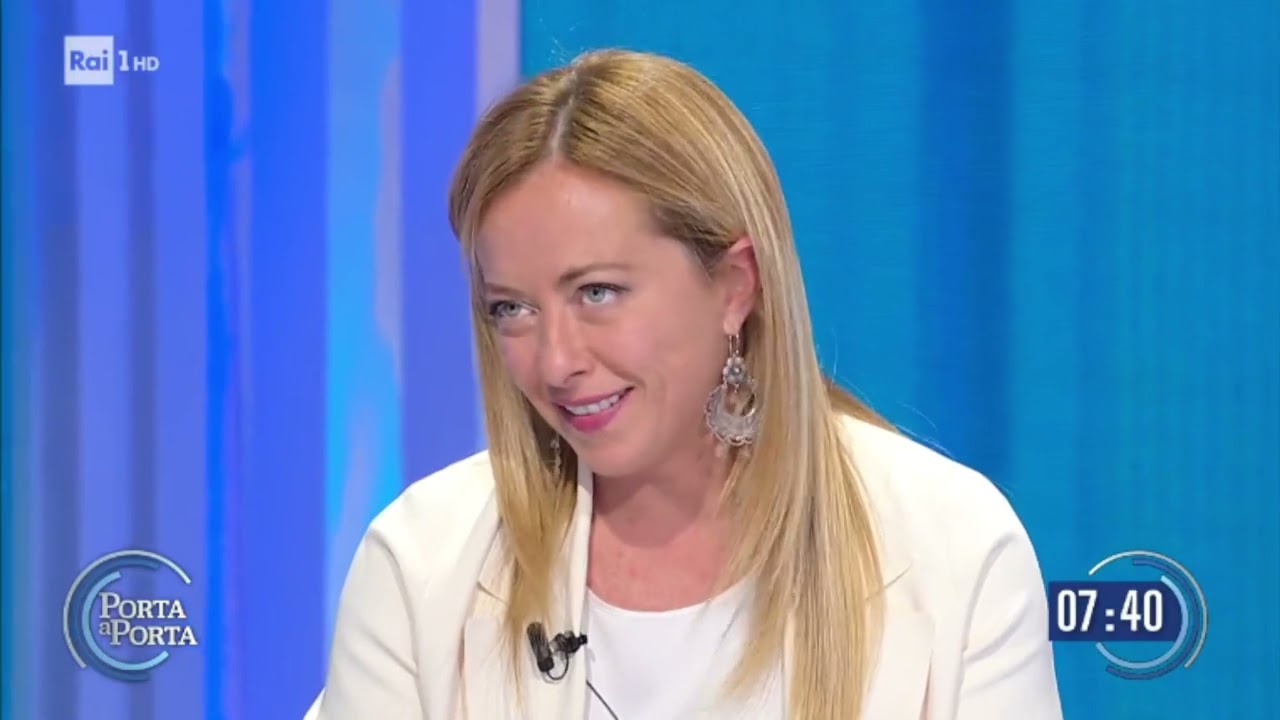 Una grande Giorgia Meloni interviene a Porta a Porta intervistata da Bruno Vespa. Da non perdere!