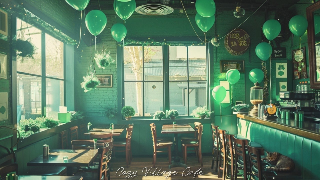Sunlit St. Patrick’s Day — Vintage Jazz in a Clover-Touched 1950s Cafe
