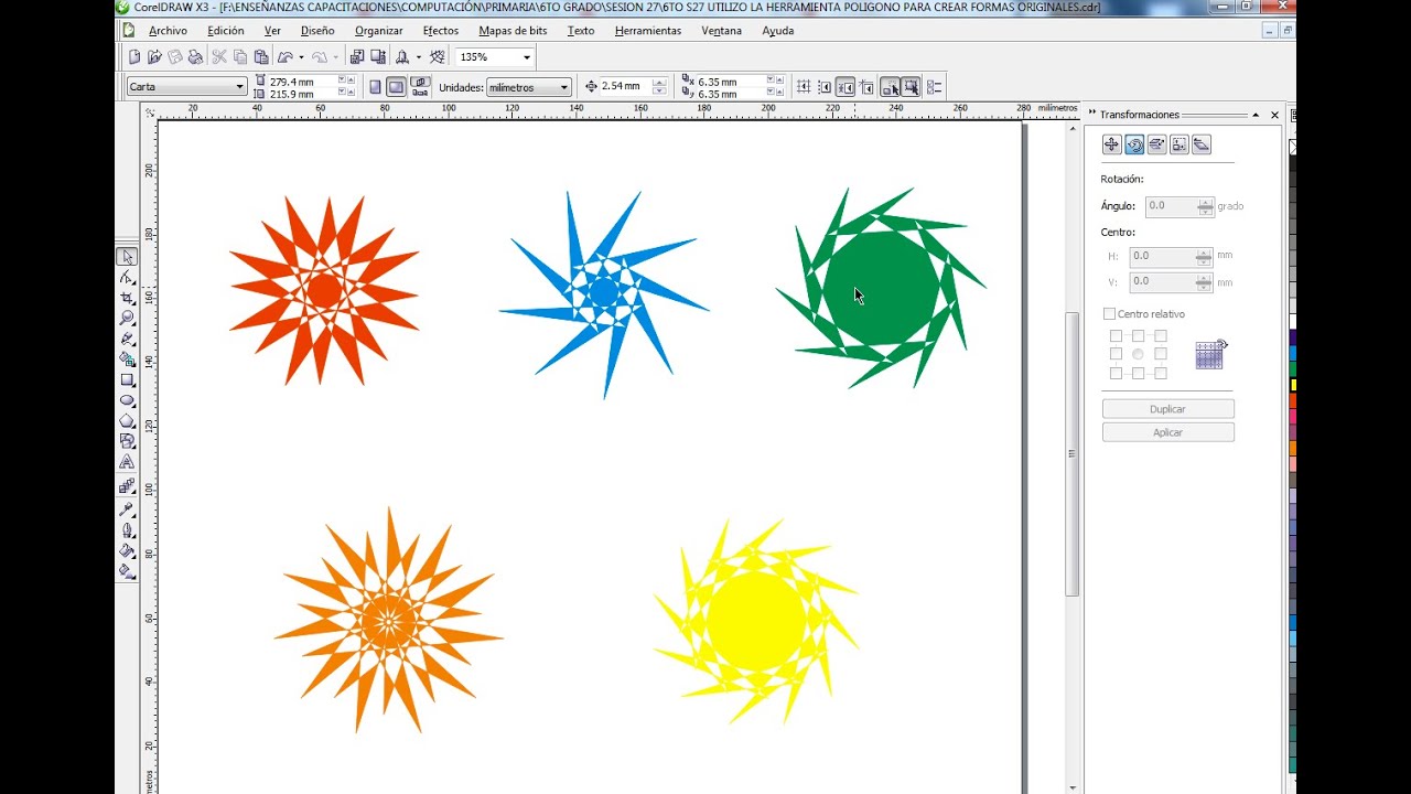 DISEÑO GRÁFICO COREL DRAW UTILIZO LA HERRAMIENTA POLÍGONO PARA CREAR FORMAS ORIGINALES