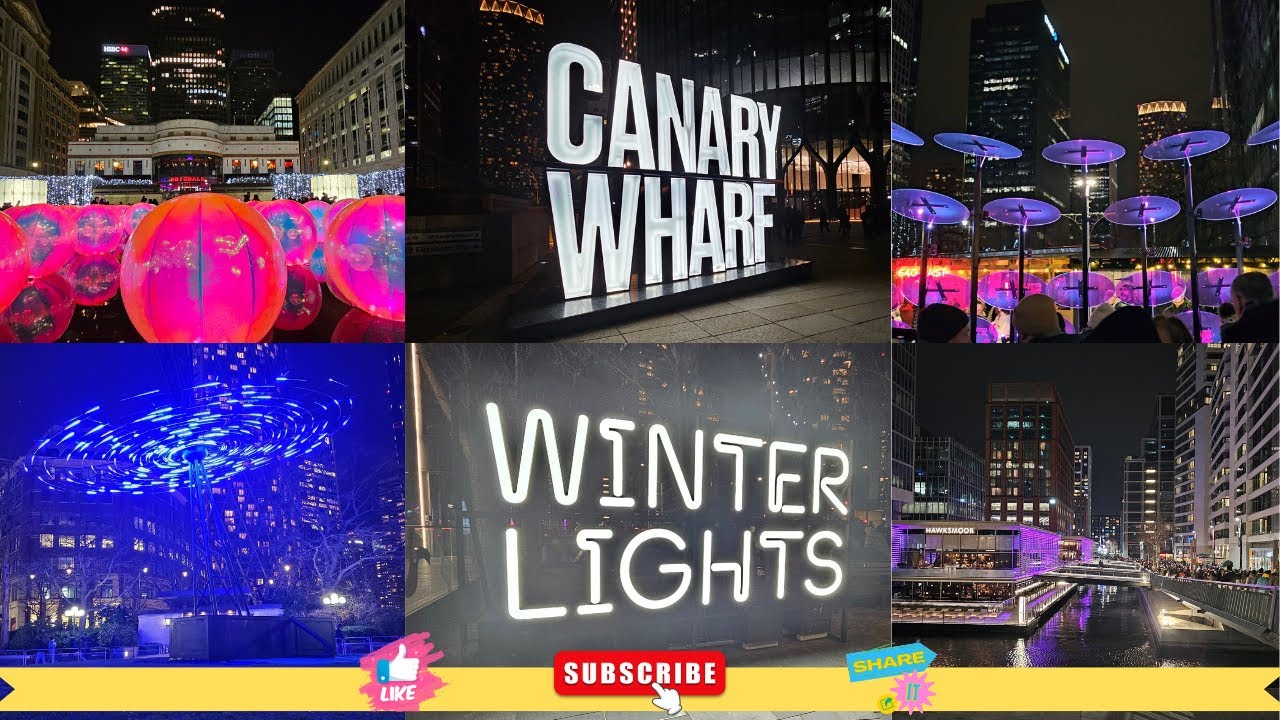Canary Wharf Winter Lights | Dazzling London Skyline 🌃 & Stunning Light Art Installations ✨