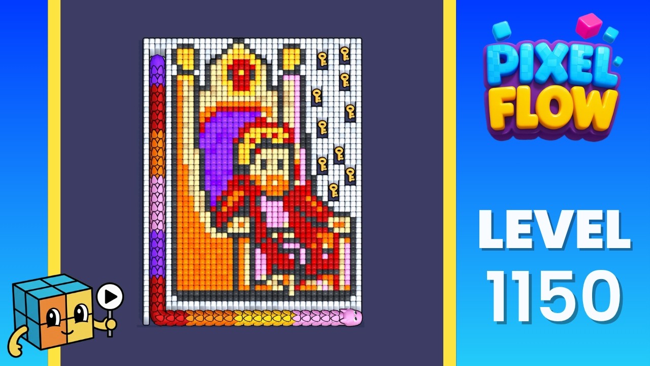 Pixel Flow Level 1150 (Very Hard) Walkthrough Solution - The king sits on the throne.