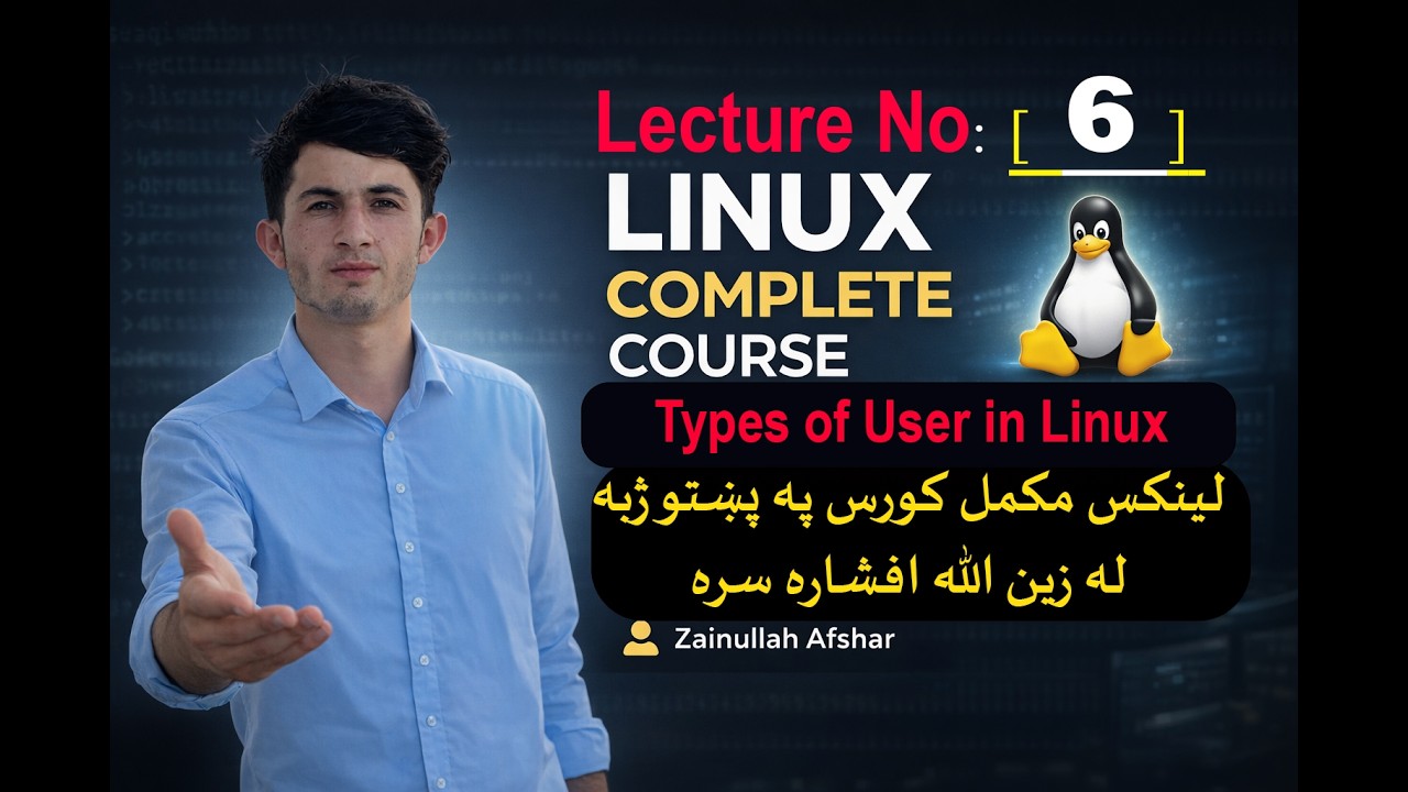 Lecture #6 Linux Basic Commands, Types of user in Linux  In Pashto By Zainullah  Afshar