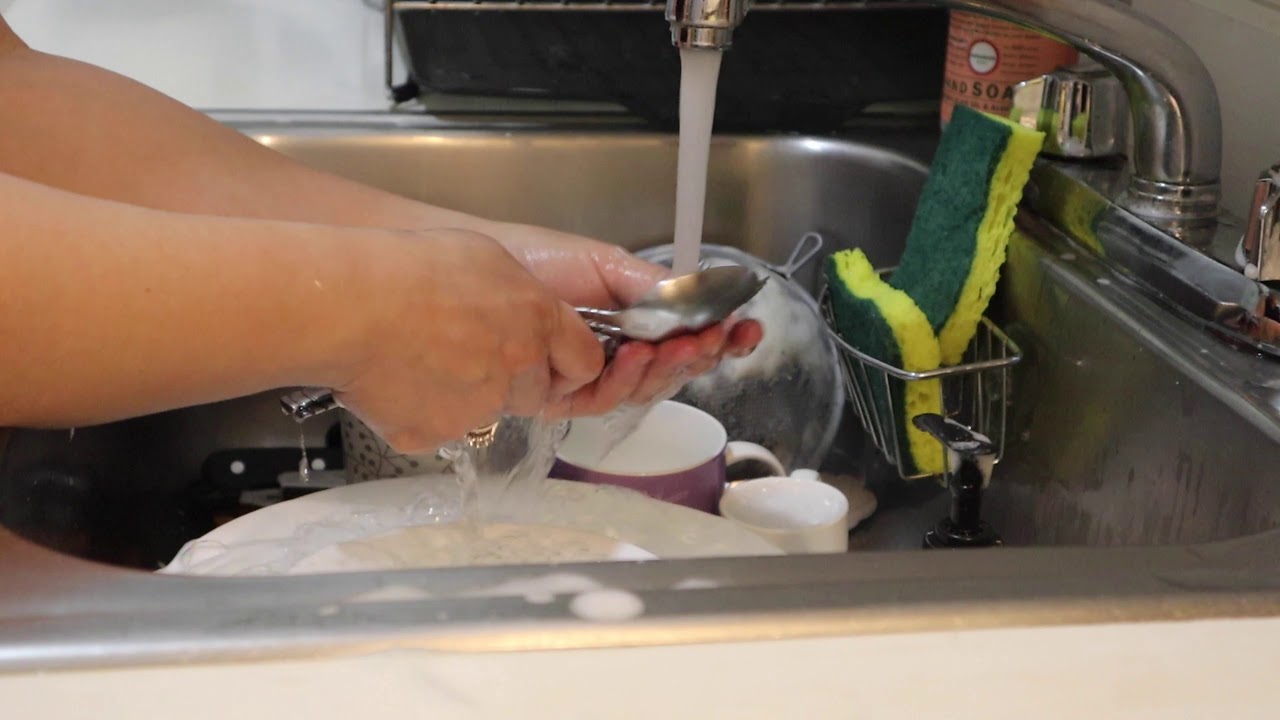 ASMR no talking dish washing + scrubbing sink