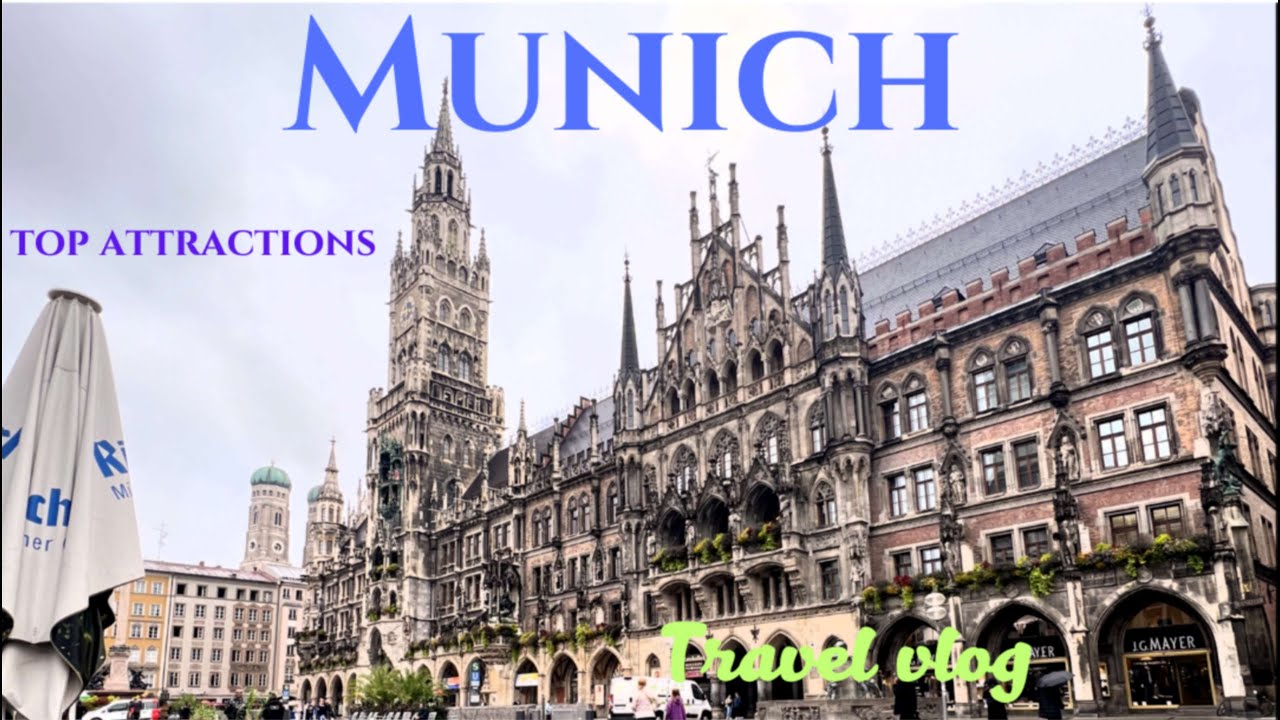 Munich Germany, Marien Platz, Old Town Hall, Frauenkirche, Munchen Residence, Viktualien Market. 4K