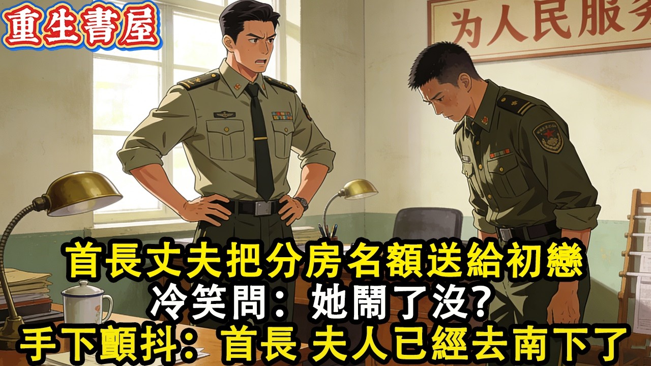 【重生爽文】首長丈夫把分房名額送給初戀 冷笑問：她鬧了沒？  手下顫抖：首長 夫人已經去南下了#小說 #重生 #爽文#動漫 #故事