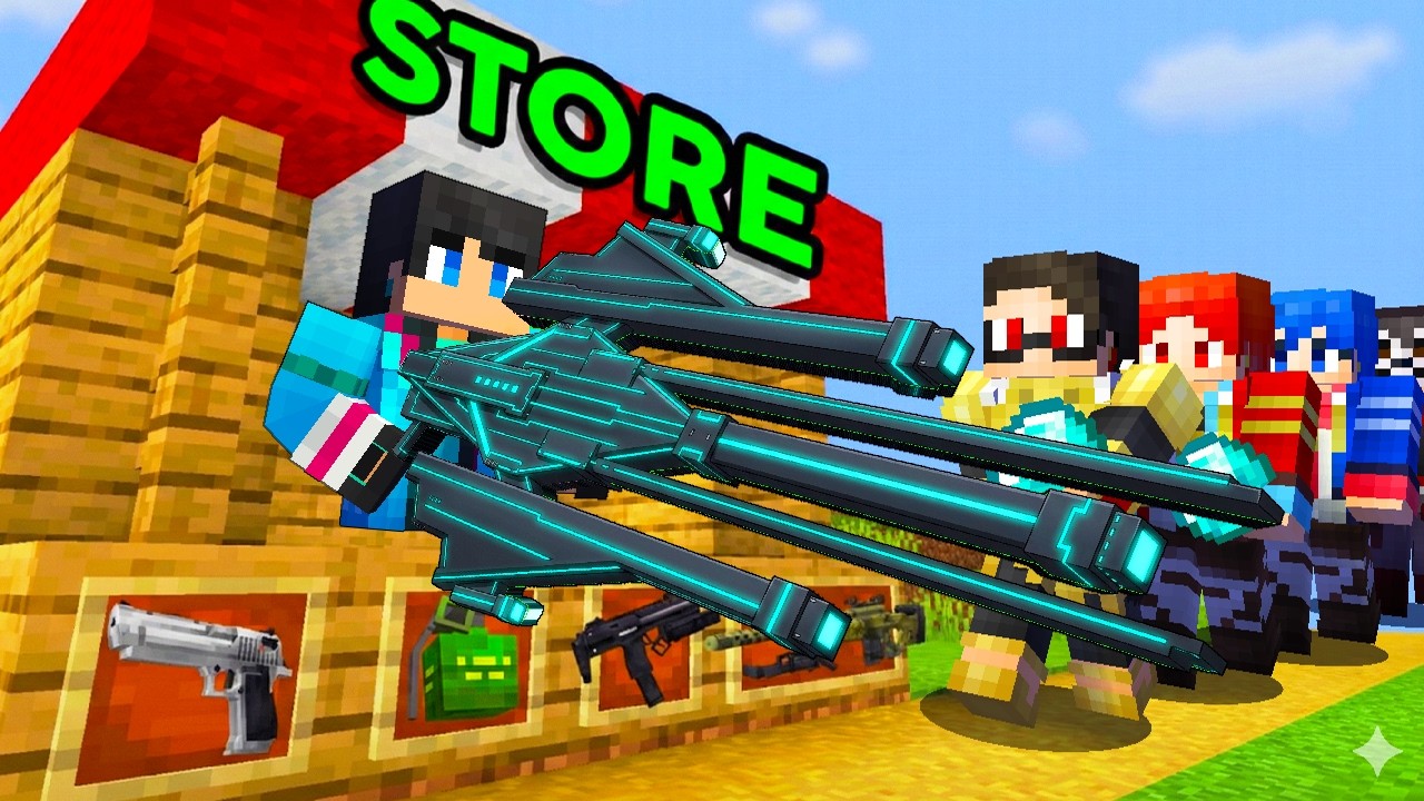 最強の銃ショップがある世界がヤバすぎる【 マイクラ / マインクラフト 】