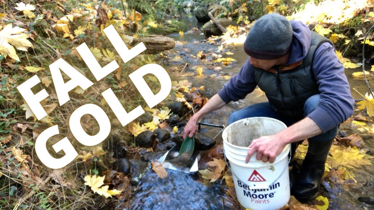 Fall Gold: mining coarse gold with a hand dredge and sluice box from an underwater crevice.