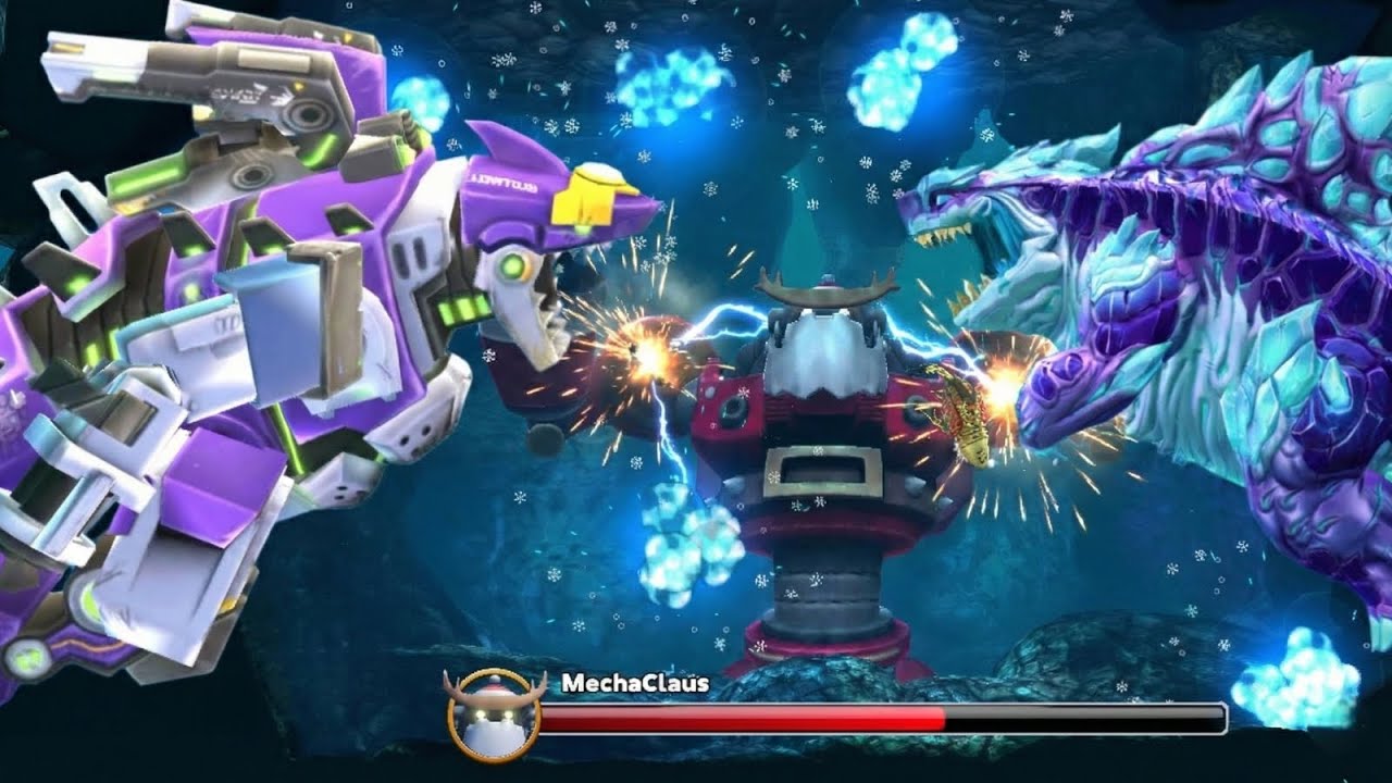 MECHA SHARKJIRA + SHIN SHARKJIRA VS MECHA CLAUS BOSS - Hungry Shark World