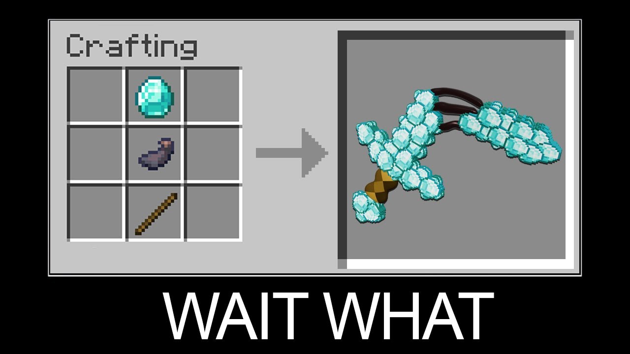 Minecraft wait what meme part 21 (Crafting Broken Diamond Sword)