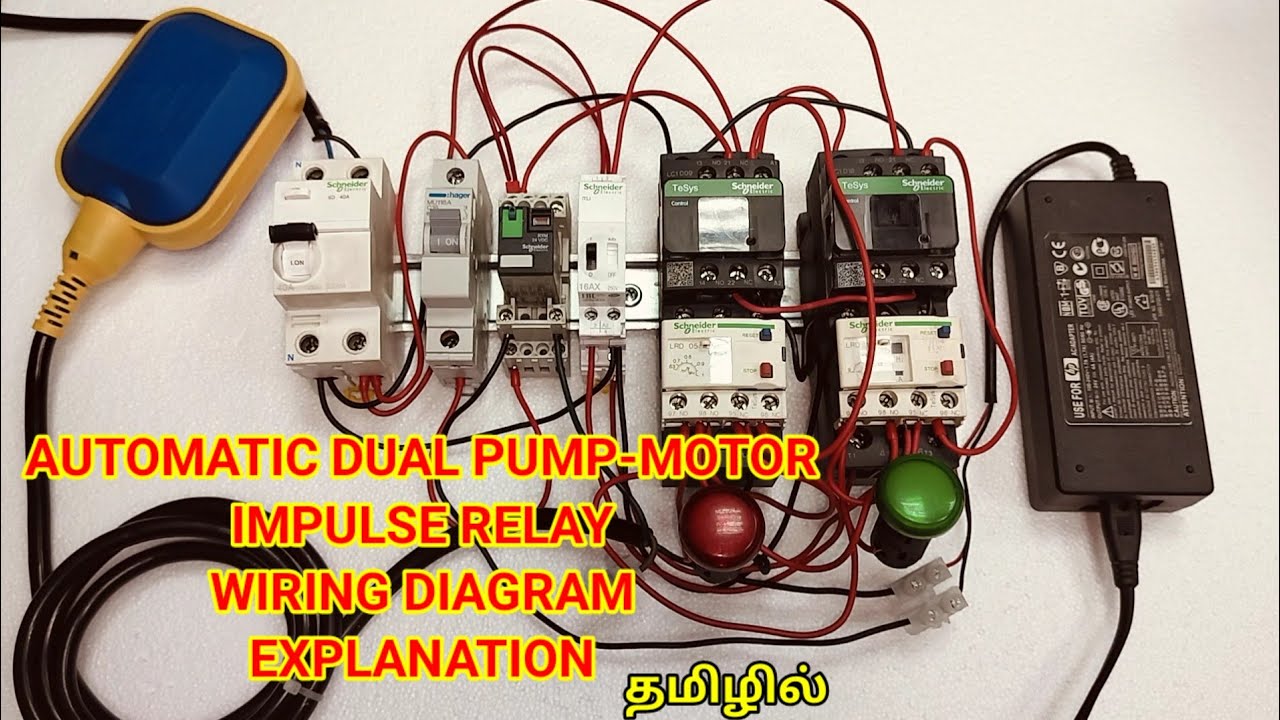 Dual Pump Motor Impulse Relay wiring diagram Explanation in tamil / @RamControlTech