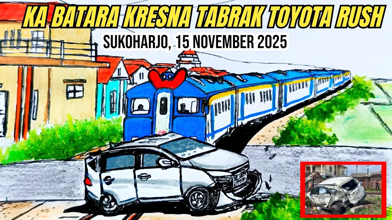KERETA API (KA) BATARA KRESNA HANTAM TOYOTA RUSH DI SUHOHARJO#keretaapi #railfan 