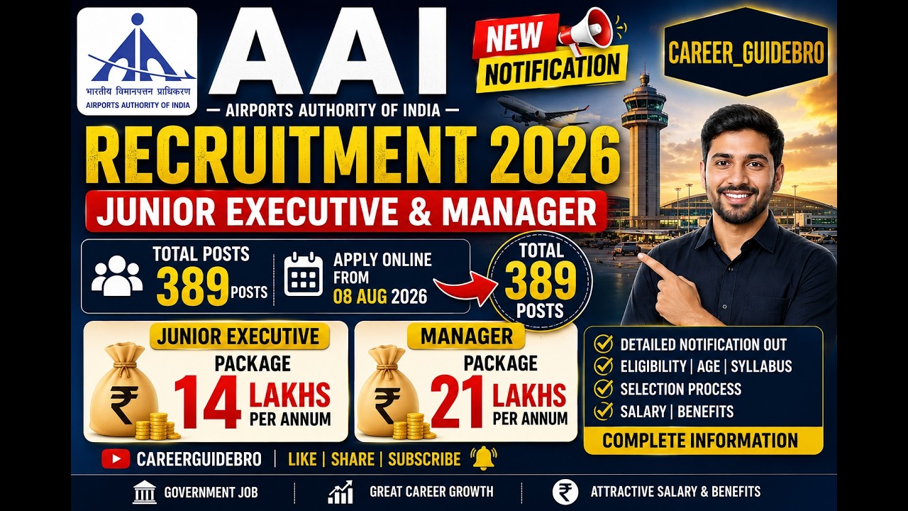 AIRPORTS AUTHORITY OF INDIA RECRUITMENT 2026 || HOW TO APPLY|| CBT BASED SELECTION || JE & MANAGER
