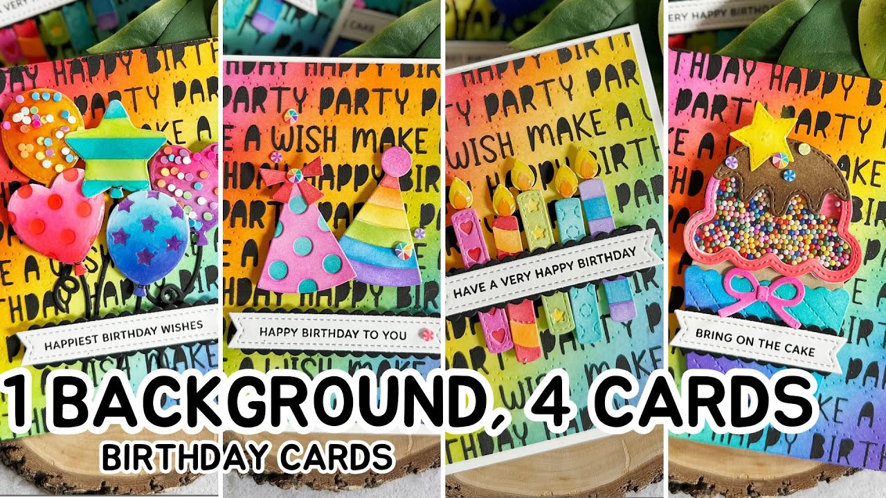 1 Background, 4 Birthday Cards (Pretty Pink Posh February 2024 Release)