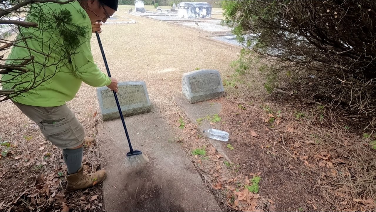 CLEANING UP OVERGROWN GRAVES IN 140 YEAR OLD CEMETERY