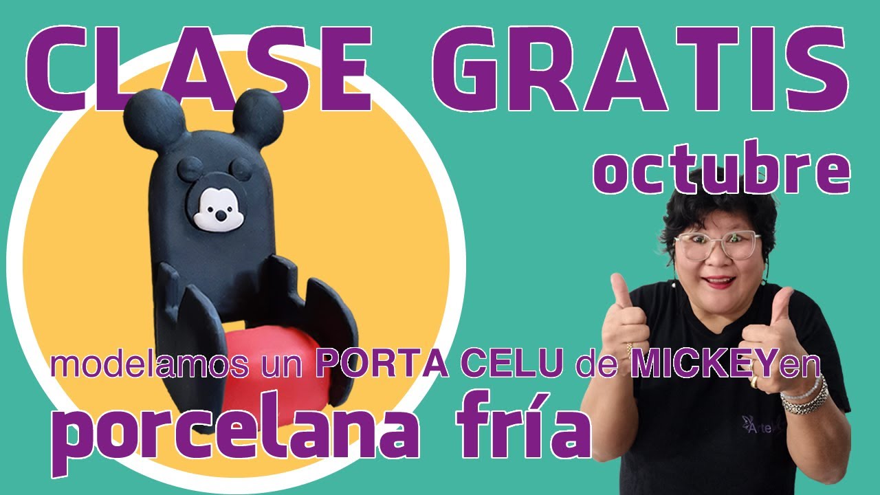 Clase Gratis en Porcelana fria: Aprende a realizar un portacelular de escritorio de Mickey!