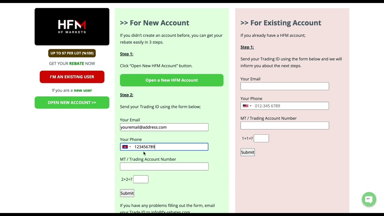 HFM (HotForex) Rebate - Cashback Service %100 - How to Claim