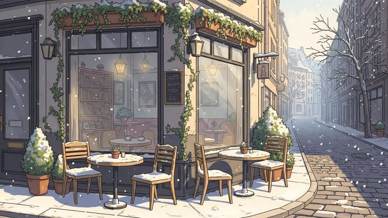 Snowfall Coffee Shop ❄️ Warm Winter Lofi Cafe Vibes | Relax & Unwind